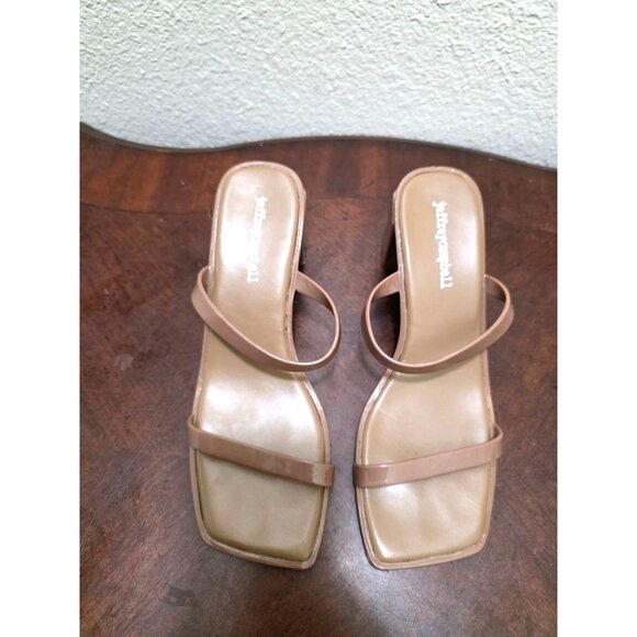 Jeffrey Campbell Tan Strappy Square Toe Block Heel Sandals Womens Size 7 - Picture 2 of 11